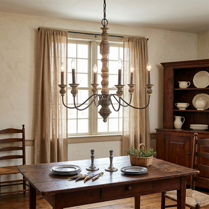 <span class=keywords><strong>Lustre</strong></span> rustique en bois et métal style campagne française, blanc antique, suspension bougie pour salon, salle à manger, villa, vente en gros - Product Image 4