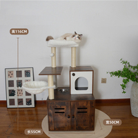 En gros, Grand arbre à chat moderne de luxe en bois, pliable, avec structure d'escalade et 4 niveaux, pour chats