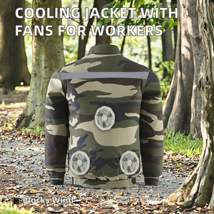<b>Summer</b> Cooling Quilted <b>Jacket</b> for Workers Casual Canvas ODM Zipper Front Crocheted Waterproof Windproof Two Big Fans Battery - Product Image 2