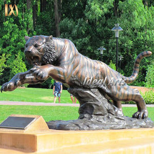 Custom Made decoração ao ar livre artesanato Metal Animal vida tamanho pantera escultura <span class=keywords><strong>Bronze</strong></span> Leopard estátua - Product Image 5