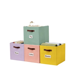 Cubos de Almacenamiento Plegables de Tela con Ventana para Etiquetas, Organizadores de Tela, Cestas de Almacenamiento - Product Image 1