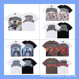 Maglietta Unisex a Maniche Corte <span class=keywords><strong>in</strong></span> Puro Cotone Traspirante con Strass Termoadesivi a Forma di Angelo, Stile High Street, Vestibilità Ampia, Collezione Cross-border Fashion MIXED EMOTION - Product Image 3