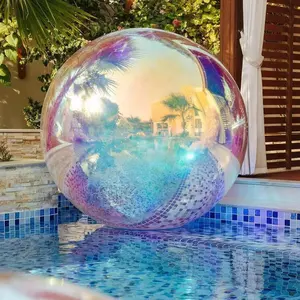 90 Inch Mirror Ball Inflatable Reusable Iridescent Ornament Decorative Mirror Balls Water Mirror Ball