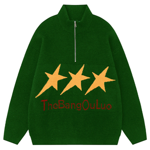 Maglione da <span class=keywords><strong>uomo</strong></span> in <span class=keywords><strong>cotone</strong></span> e lana personalizzato a manica lunga semplice con scollo a mezza cerniera - Product Image 4