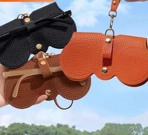 PLAYMAX Étui de rangement pour lunettes en cuir véritable imperméable, nouveau sac à bijoux, étui portable pour lunettes de soleil, protecteur élégant - Product Image 1