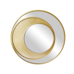 Miroir mural rond en fer doré - Design minimaliste moderne pour la salle de bain et la décoration de la maison - Product Image 1