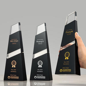 Trofeo de cristal transparente negro de recuerdo, trofeo de cristal negro personalizado, trofeo de premio 2017 - Product Image 1