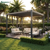 Pergola en acier 10x10 pour extérieur, patio, jardin, structure carrée robuste avec toit à lames orientables
