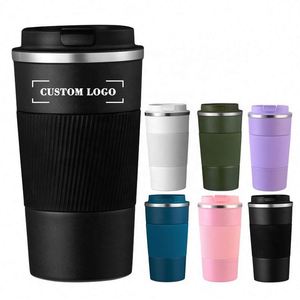 Mug de voyage isotherme en acier inoxydable avec couvercle, imprimé avec logo, cadeau promotionnel personnalisé - Product Image 1