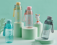 Bouteille d'eau de sport en plastique de peinture dégradée sans BPA de 500ml avec corde pour l'extérieur