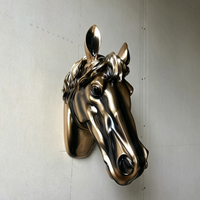 Escultura de Cabeza de Caballo de Tamaño Real (60 cm) para Montar en la Pared, Decoración de Pared de Cabeza de Animal de Resina FRP para Club Ecuestre, Bar, Hotel, Área Comercial