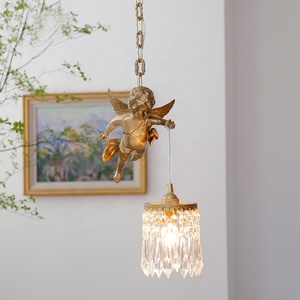 Lámpara de Araña de Latón Estilo Vintage Francés, Lámpara de Noche, Lámpara de Ventana Flotante, Lámpara Colgante de Cristal y Latón de Lujo - Product Image 3