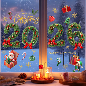 Adesivo <span class=keywords><strong>per</strong></span> finestra con ago di pino di Natale 2026 adesivo statico in PVC verde <span class=keywords><strong>per</strong></span> <span class=keywords><strong>porte</strong></span> di vetro <span class=keywords><strong>per</strong></span> interni esterni con stampa UV - Product Image 2