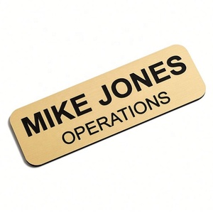 Placa de Identificación Personalizada de Acero Inoxidable con Nombre Grabado, Pin/Respaldo Magnético, Color y Logotipo Personalizados para Promocionales - Product Image 2