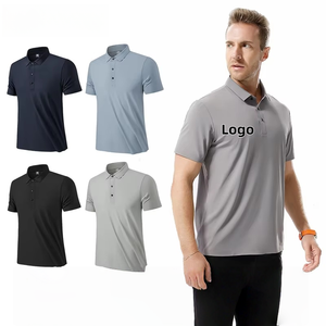 Polo deportivo de negocios informal de alta calidad para hombre, camisa deportiva de punto sólido de seda helada transpirable con logotipo personalizado para - Product Image 1