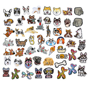 大人気！かわいい漫画風カスタム刺繍ハスキー子犬バルーンドッグフレンチブルドッグボーンパッチ 子供服向けアイロン接着ワッペン - Product Image 1