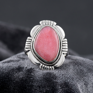 Anillo de Plata de Ley 925 con Ópalo Rosa Natural, Corte Baguette, Estilo Étnico, Venta al Por Mayor - Product Image 2