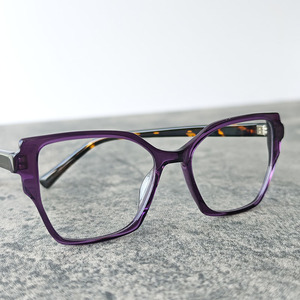 Monturas de Gafas Ópticas de Acetato Morado, Estilo Ojo de Gato, Montura Completa, Ligeras, para Adultos, para Uso Diario - Product Image 1