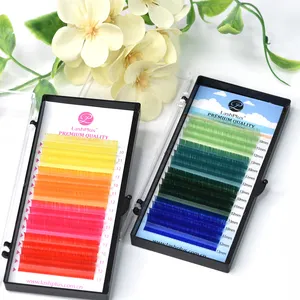 LashPlus Colored Easy Fans 17 Colors Blooming Eyelash Extension C D Curl Multi Color Quickly Self Blossom Eyelash