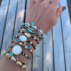 Bracelets de coquillages île <span class=keywords><strong>égée</strong></span> coquillage charmes bracelets de plage grecs mariage d'été bijoux bohème - Product Image 2