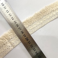 Dentelle à franges en coton 100% naturel, couleur ivoire, largeur personnalisée 4 cm, dentelle crochetée pour la couture de vêtements YLC38