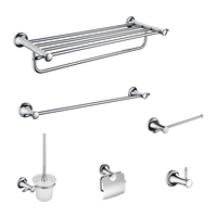 Ensemble d'accessoires de salle de bain en cuivre chromé, design contemporain, luxe hôtelier, sept pièces, FUNMAX ZFB