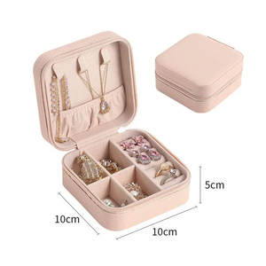 Estuche Portátil Mayorista para Joyas, Organizador de Joyería, Estuche de Viaje, Cajas de Almacenamiento de Cuero con Botones y Cremallera, Joyero - Product Image 6