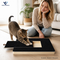 Grattoir pour chat avec cadre en bois, grattoir plat pour chat pour affûter les griffes, grattoir pour chat réutilisable avec papier abrasif de rechange