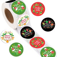 Pegatinas Navideñas al por Mayor de 1.5 Pulgadas con Múltiples Diseños de Feliz Navidad y Holly Jolly para Decoración de Sobres