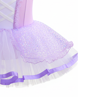 Robe Tutu Fille Violet Clair Épaules Dénudées Manches Courtes Bouffantes en Tulle Scintillant pour Enfants, Costume de Ballet pour Spectacle (Stock US)
