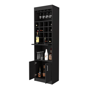 Meuble bar noir Wengue pour 16 bouteilles avec 1 étagère - Product Image 4