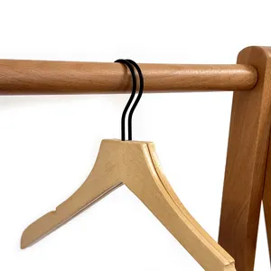 Manufacturer Unique Washed White Wooden Clothes Hangers Custom Logo With Gold Hook