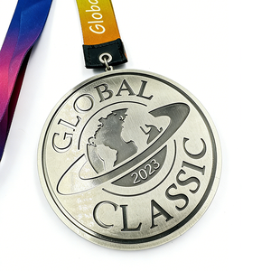 Medalla Conmemorativa Clásica <span class=keywords><strong>Global</strong></span> Personalizada 2023, <span class=keywords><strong>Mapa</strong></span> del <span class=keywords><strong>Mundo</strong></span> en Relieve <span class=keywords><strong>3D</strong></span> y Baño de Plata Antigua, Premio para Eventos Internacionales - Product Image 1