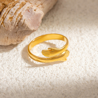 Vente en gros d'anneaux en acier inoxydable plaqué or 18 carats, anneaux ouverts pour couples, cadeau créatif, bijoux tendance