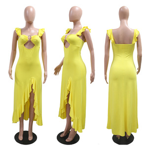 Sexy Women's New Arrival <b>Spaghetti</b> <b>Strap</b> Lace-Up Solid Color Slit Dresses Fashion - Product Image 6