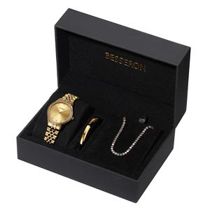 Reloj de Lujo para Mujer 2025, Cuarzo Analógico, Bisel con 3 Diamantes, Acero Inoxidable, Elegante Pulsera y Collar de Regalo, 32mm, Resistente al Agua - Product Image 1