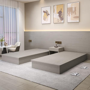 Ensemble de meubles de chambre à coucher d'hôtel à bas prix, base en bois, lit plateforme double, queen, king, twin avec tête de lit et tables de chevet - Product Image 2