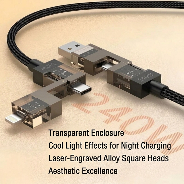 Source Factory Fast Charge Super Intelligent Shunt Data Cable 4-in-1 High-speed Compatible Charging Cables for Travel