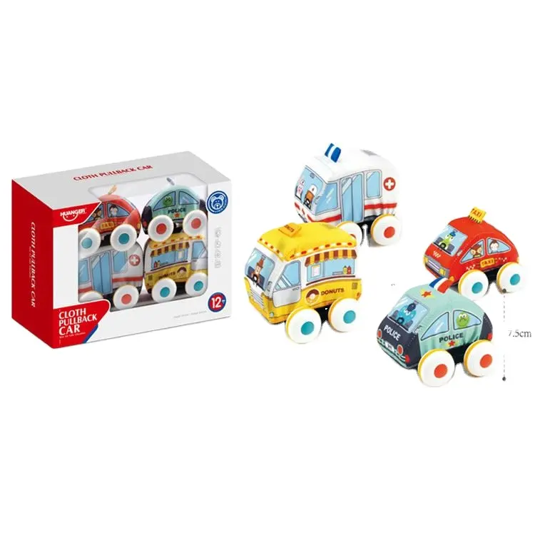 Carrinhos de brinquedo para bebês huanger, carrinhos de jogos de fricção, transversal, mini caminhão, trás em pano, 4