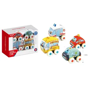 Huanger giocattoli per bambini giochi di attrito automobili croce grande ruota Mini camion auto in tessuto pull-back, 4asst