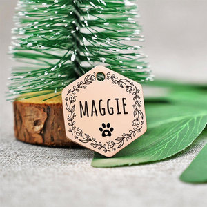 Campione gratuito personalizzato Pet Tag doppio lato inciso Custer Hexagon Dog Gift Tag Country Tag Cuty - Product Image 4