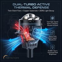 Projecteur LED laser à double faisceau direct de 3 pouces, double ventilateur, 70W, faisceau puissant, bi-lentille, phares de rechange pour voiture, vente en gros