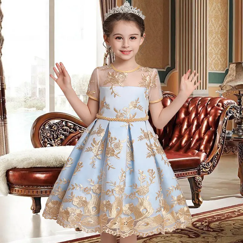 MQATZ Hot Sale Boutique Children Clothes Flower Girl Party Dress Lace Wedding Ball Gown L5192