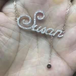 Xinfly 18k Real Gold Jewelry Ice Out Rectangular Pendant Full Natural Diamonds <b>Custom</b> <b>Name</b> Letter <b>Necklace</b> - Product Image 2