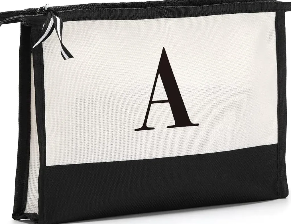 Personalised Initial Bridesmaid Canvas Make Up Bag Makeup Cosmetic Bags Canvas Pencil Case