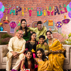 Huancai Happy Diwali bannière Festival de lumières <span class=keywords><strong>guirlande</strong></span> de lampes Deepavali banderole en papier pour Hindu Diwali fournitures de fête - Product Image 6
