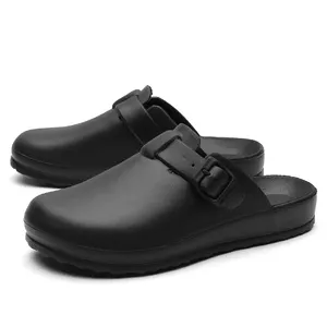 Henghao عالية الجودة مشبك حزام طباعة شعار مخصص مريح الشرائح الرجال مخصص الصنادل رخيصة الشريحة أحذية الرجال نصف أحذية للرجال