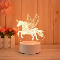 Lampe de nuit LED 3D licorne en ABS acrylique avec télécommande, illusion d'optique noir/blanc pour chambre d'enfant - Cadeau décoratif