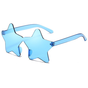 Lunettes de soleil légères et durables en PC, design sans monture, protection anti-UV, verres colorés, lunettes de soleil unisexes, lunettes étoiles - Product Image 1