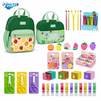 Solución Escolar Todo en Uno con Temática de Frutas, Cuaderno con Lindos Dibujos Animados, Set de Papelería Infantil con Bolsa de Gran Capacidad